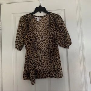 Charlotte Russe leopard blouse button up over shirt